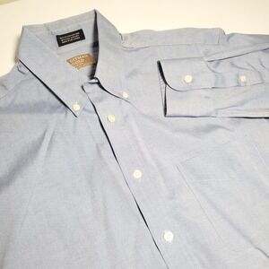 Gitman Gold Mens 16 35 Blue Twill Cotton Dress Shirt Mens Made in USA
